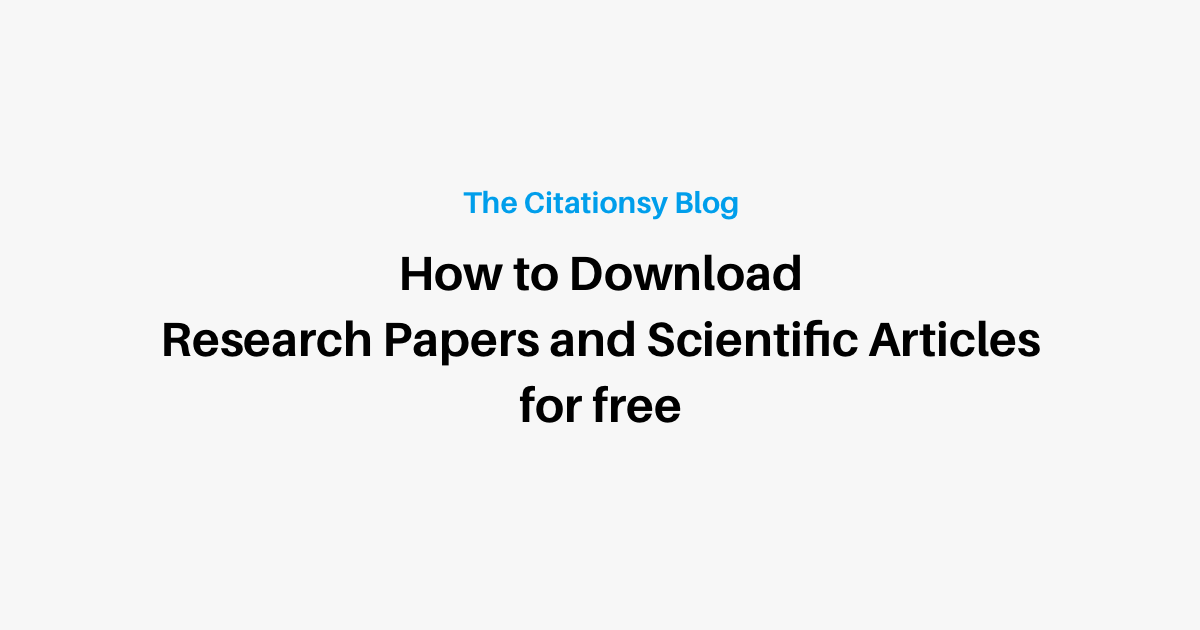 luchthaven karakter accumuleren Sci-Hub: Download Research Papers and Scientific Articles for free (SciHub  and Library Genesis links updated August 2022)