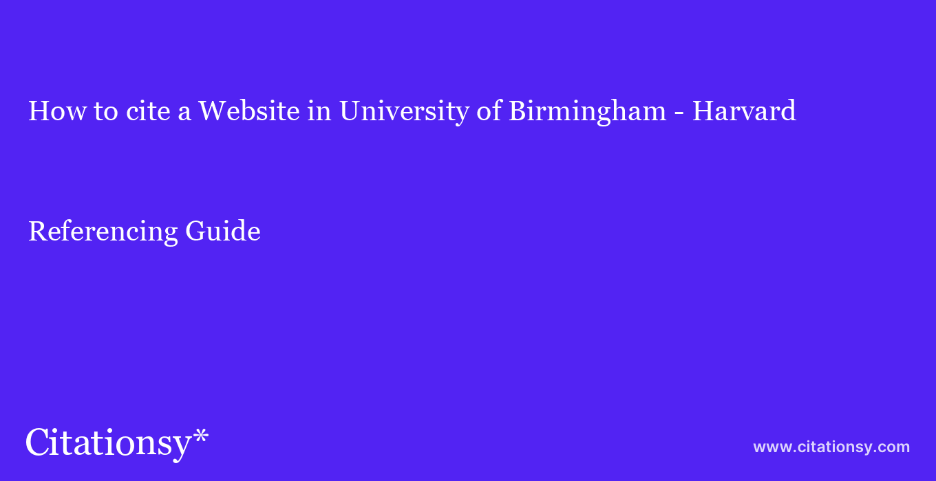 How to cite a website in University of Birmingham  Harvard — The