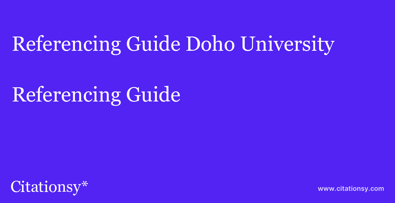 Referencing Guide: Doho University
