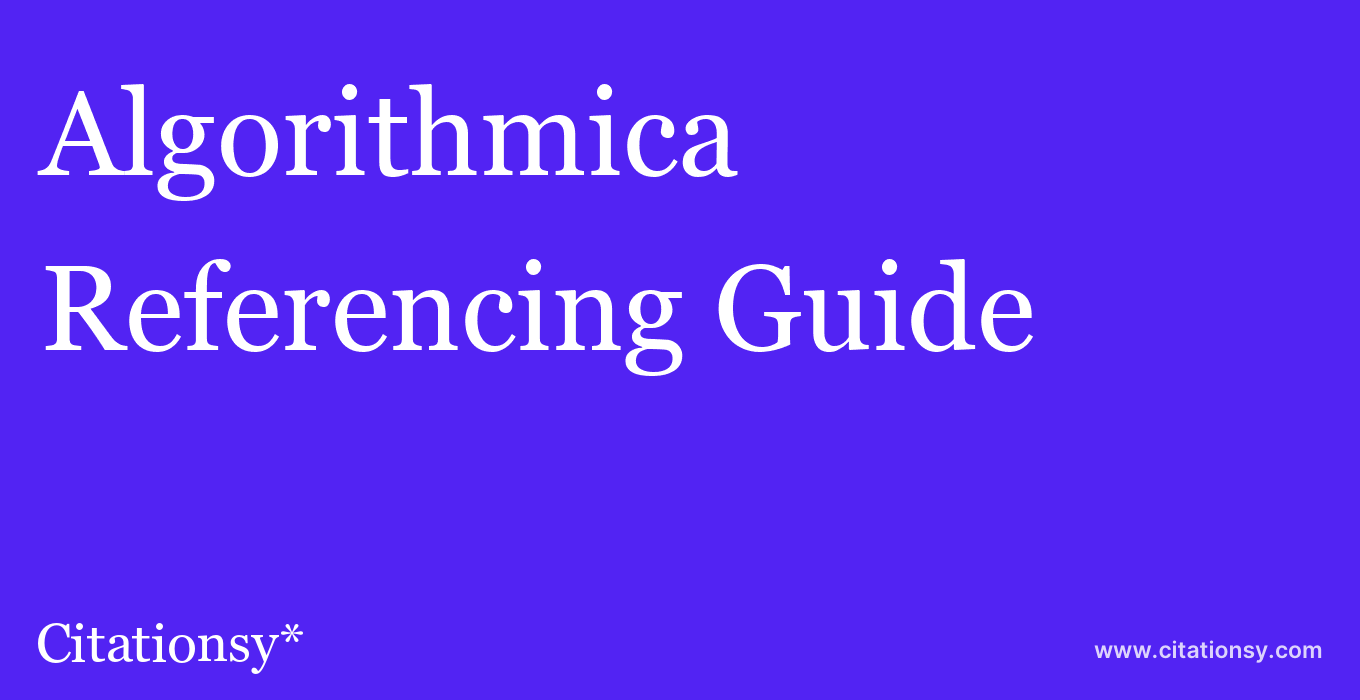 cite Algorithmica  — Referencing Guide