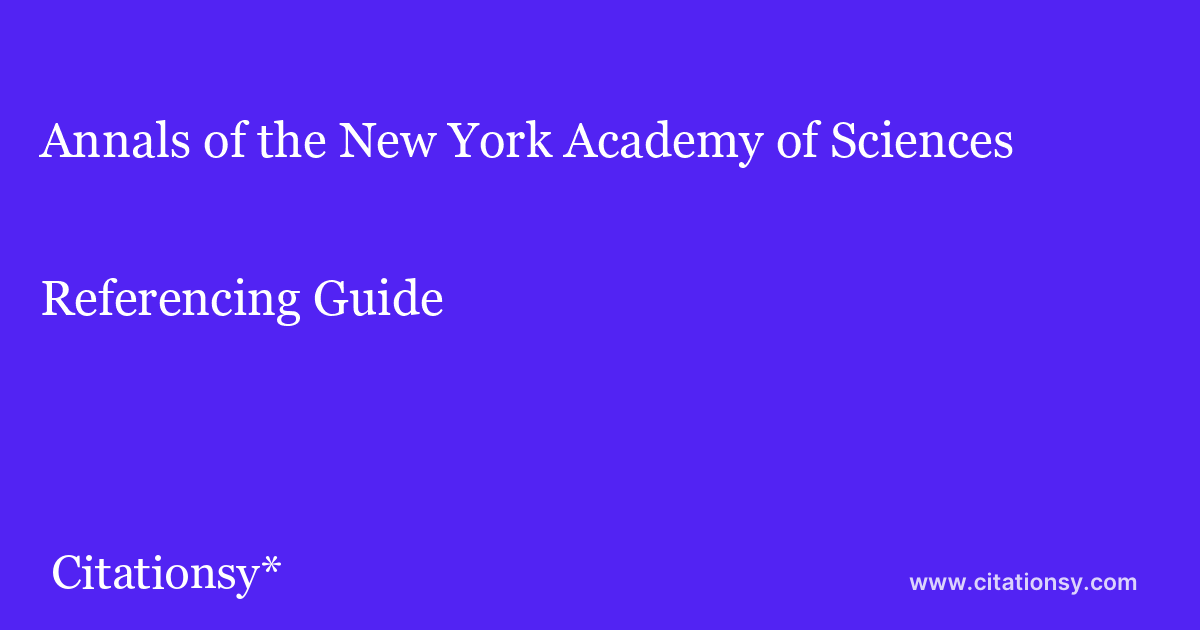 Annals of the New York Academy of Sciences