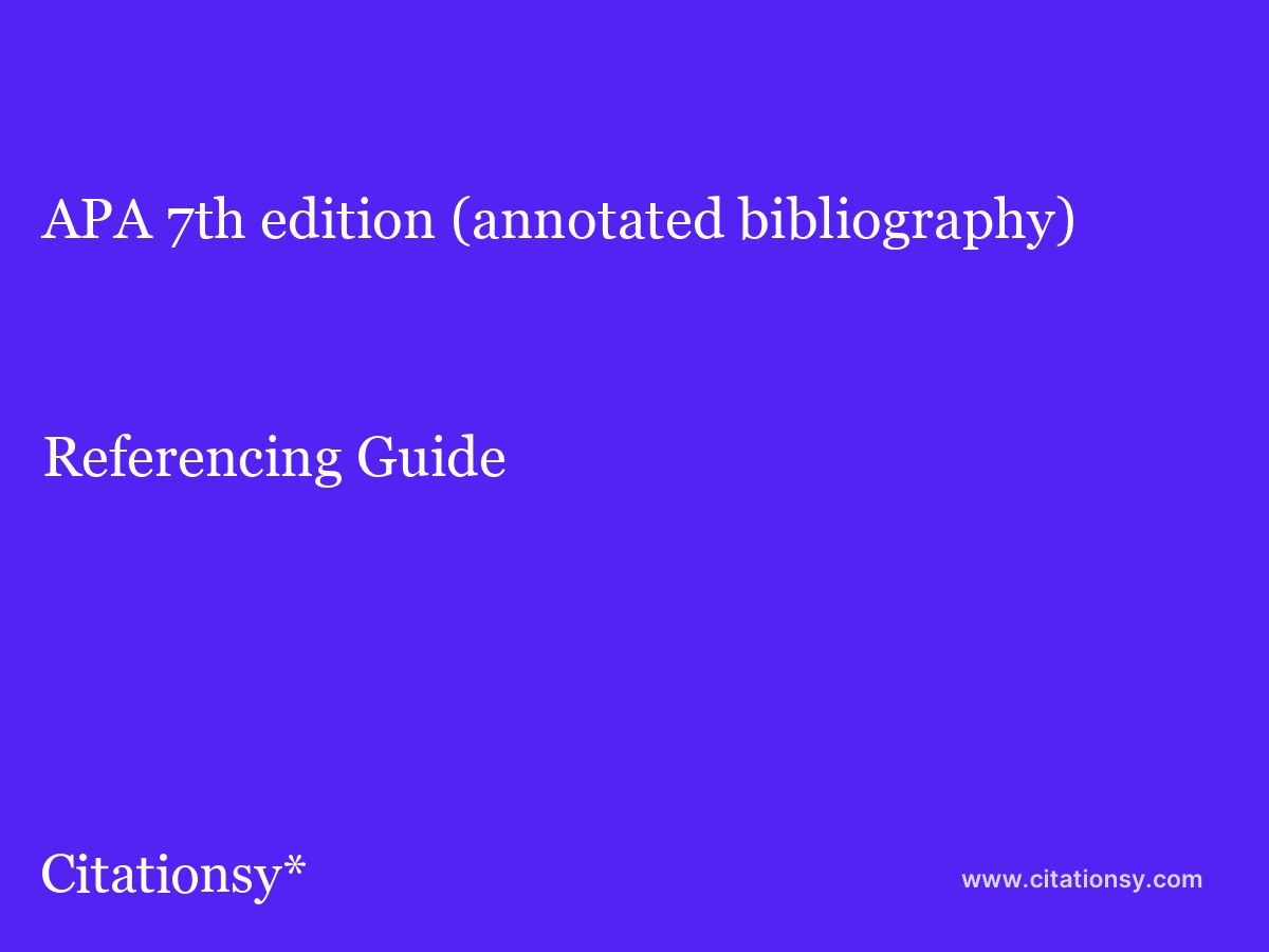 annoted bibliography example