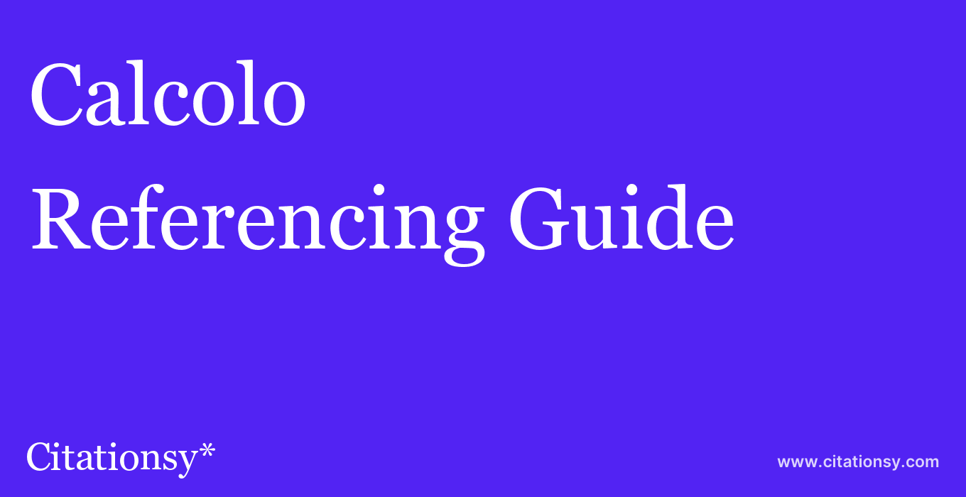 cite Calcolo  — Referencing Guide