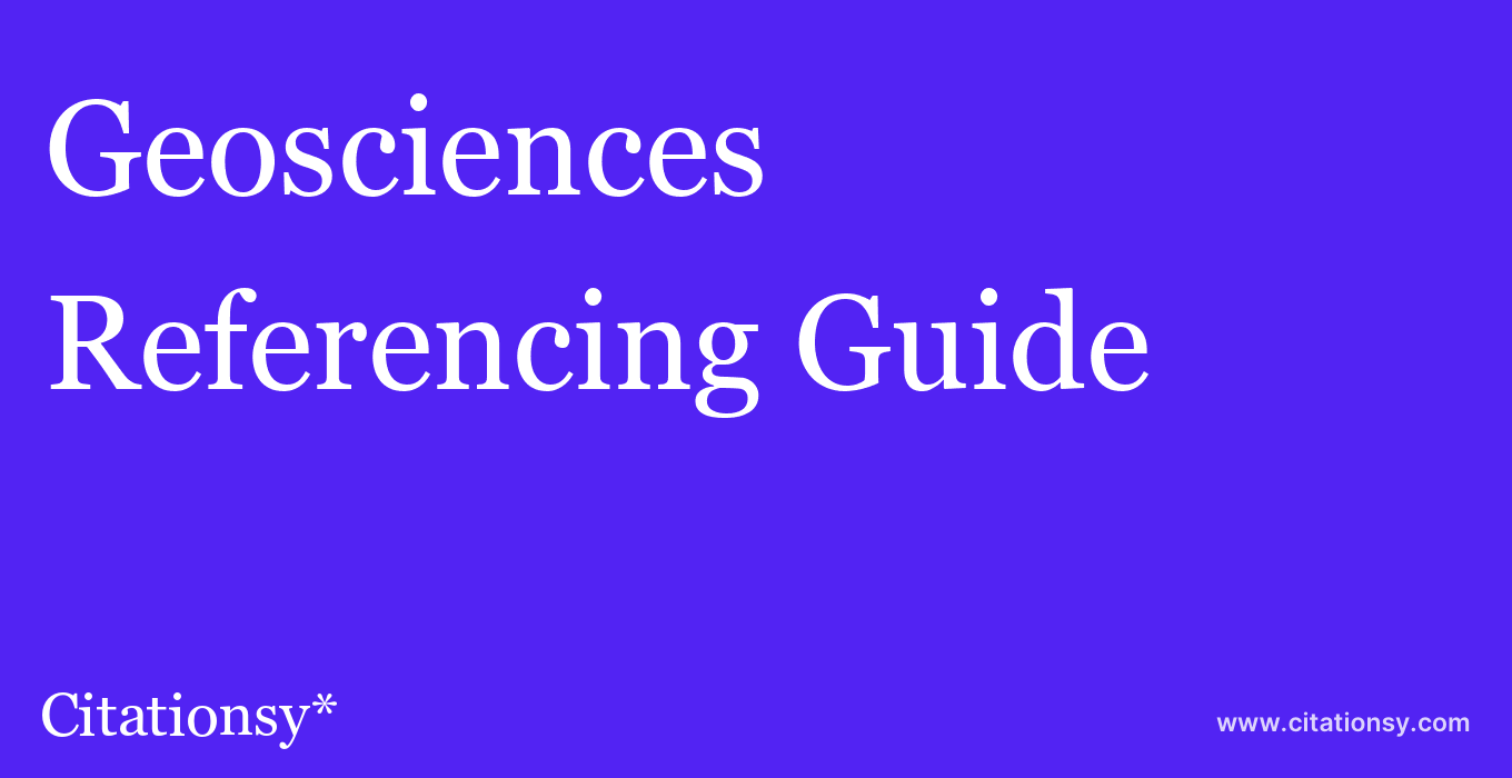 cite Geosciences  — Referencing Guide