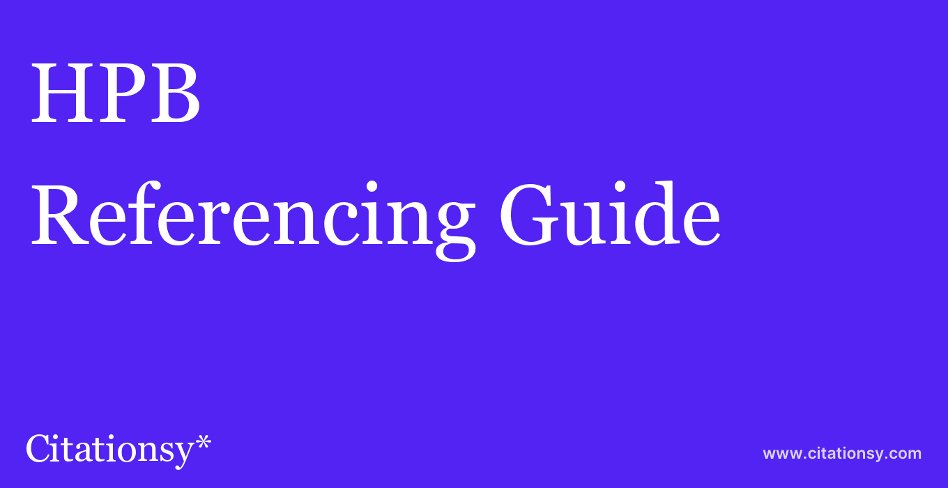 cite HPB  — Referencing Guide