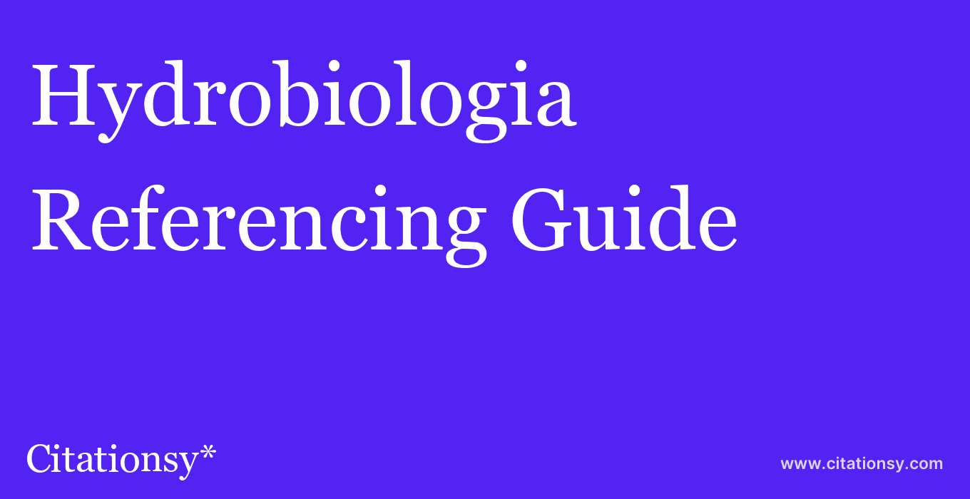 cite Hydrobiologia  — Referencing Guide