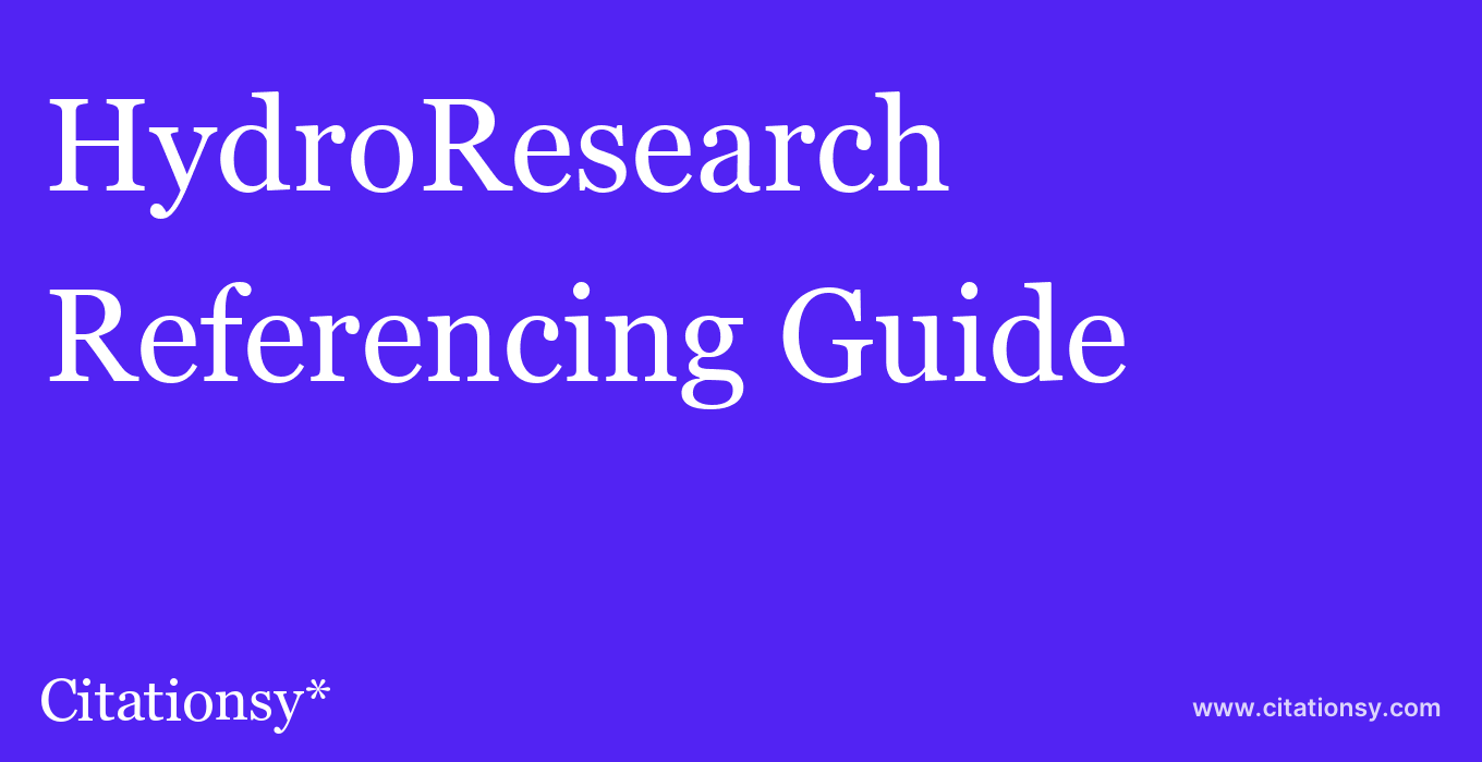 cite HydroResearch  — Referencing Guide