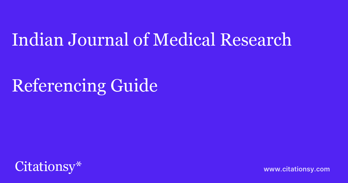 How to cite a book in Indian Journal of Medical Research — The Indian