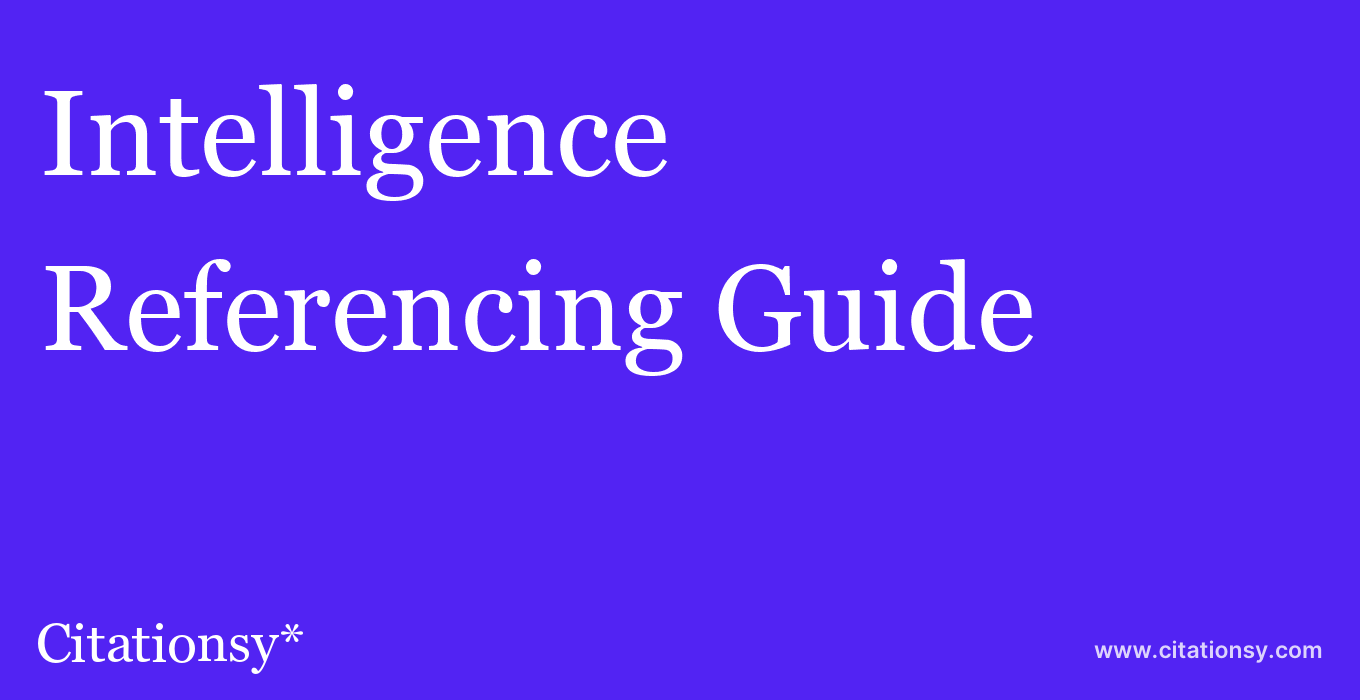 cite Intelligence  — Referencing Guide