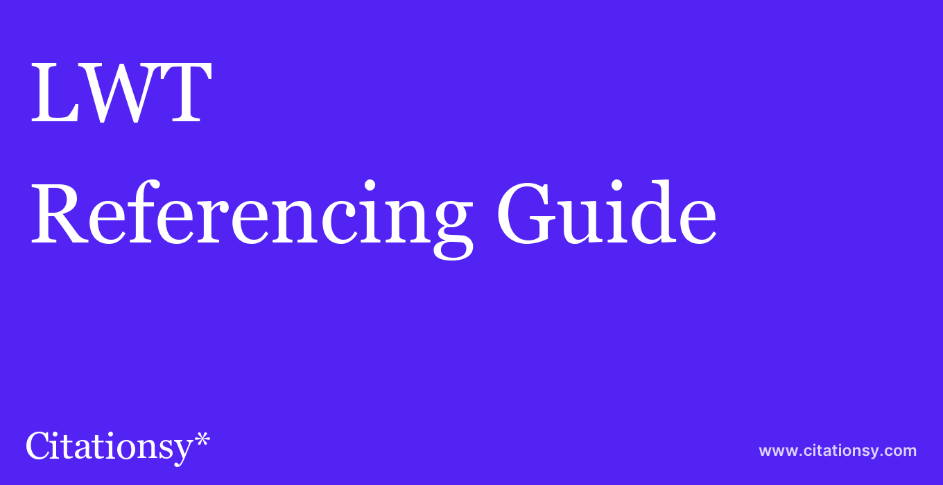 cite LWT  — Referencing Guide
