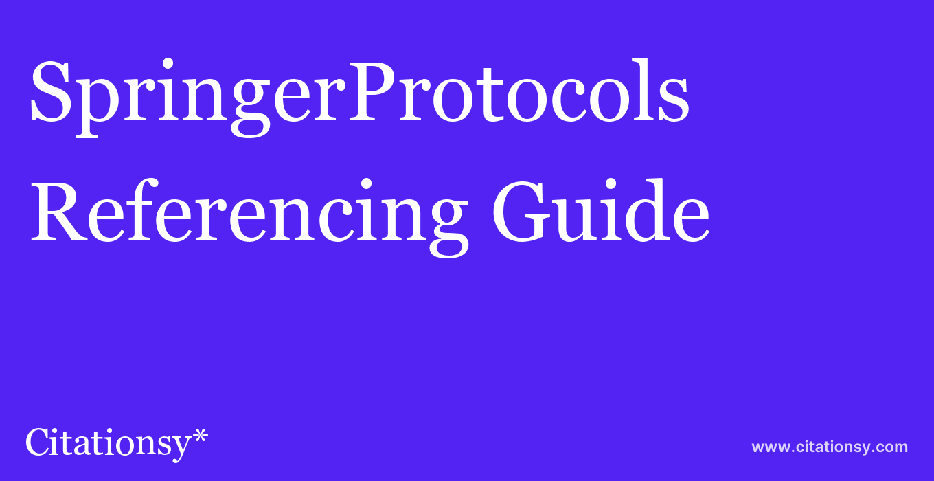 cite SpringerProtocols  — Referencing Guide